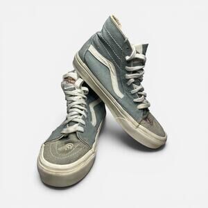 Vans Sk8 Hi Peace Leaf Sneakers Womens 8.5 Blue Embroidered Repair Pair